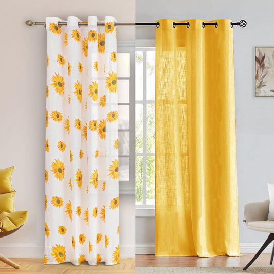 Imprimer Blooming Sunflowers - Eyelet Curtain / Fort Absolute - Curtaincurtain