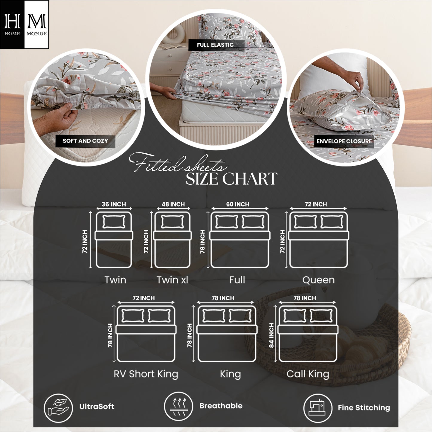 Imprimer floral dove - Fitted Sheet