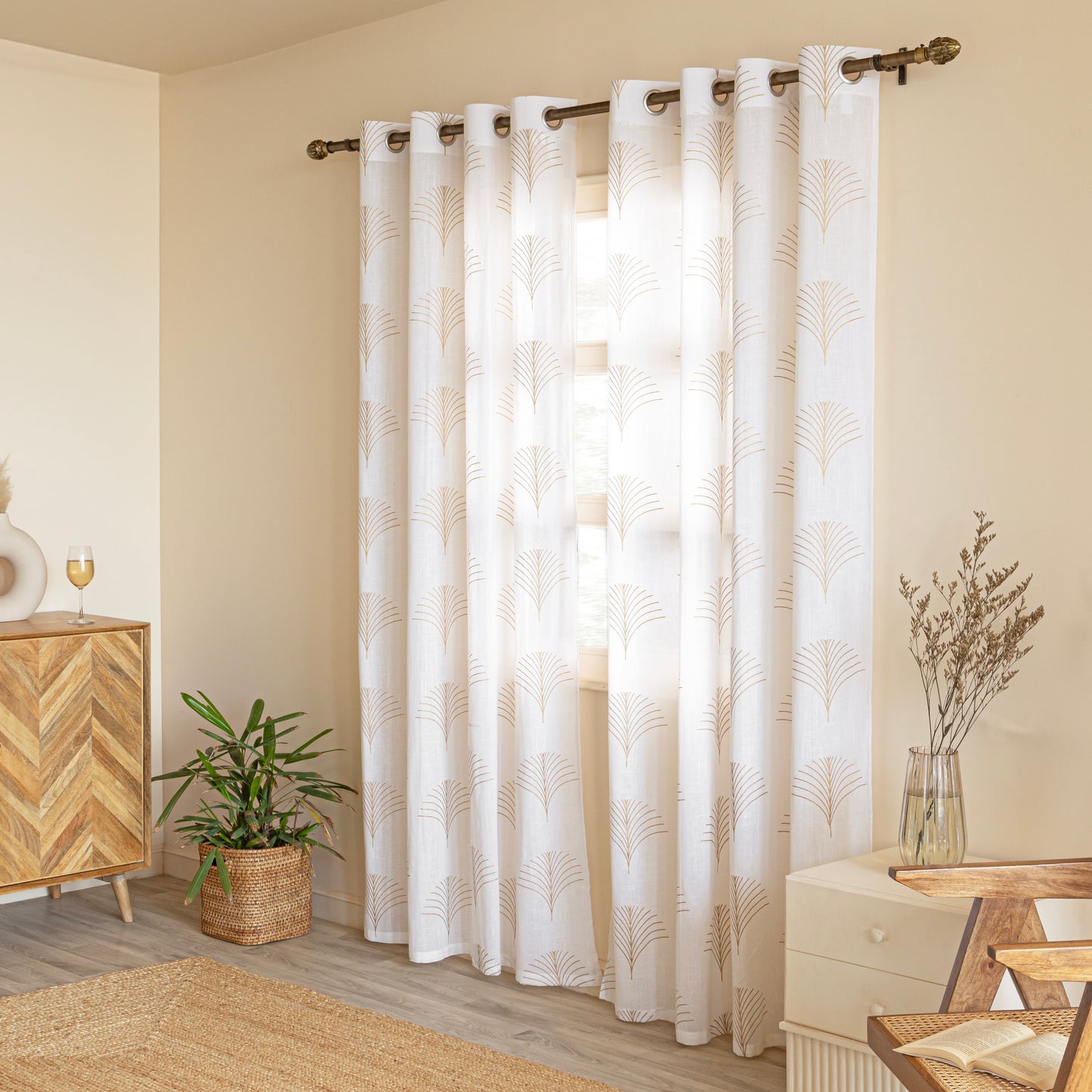 Imprimer Palmetto Plume - Eyelet Curtains