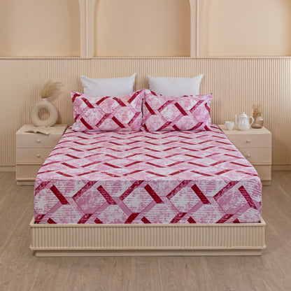 Imprimer Ruby ZigZag - Fitted Sheet Baby Pink bedsheet