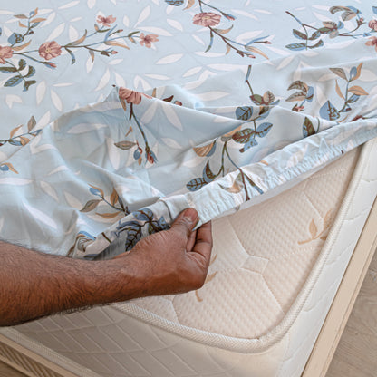 Imprimer floral dove - Fitted Sheet Fitted