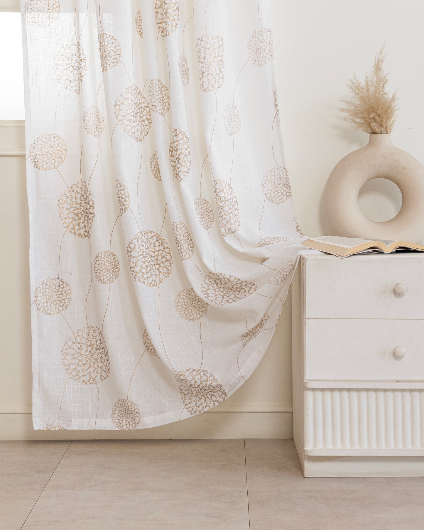 Gold Dandelions - Eyelet Curtains