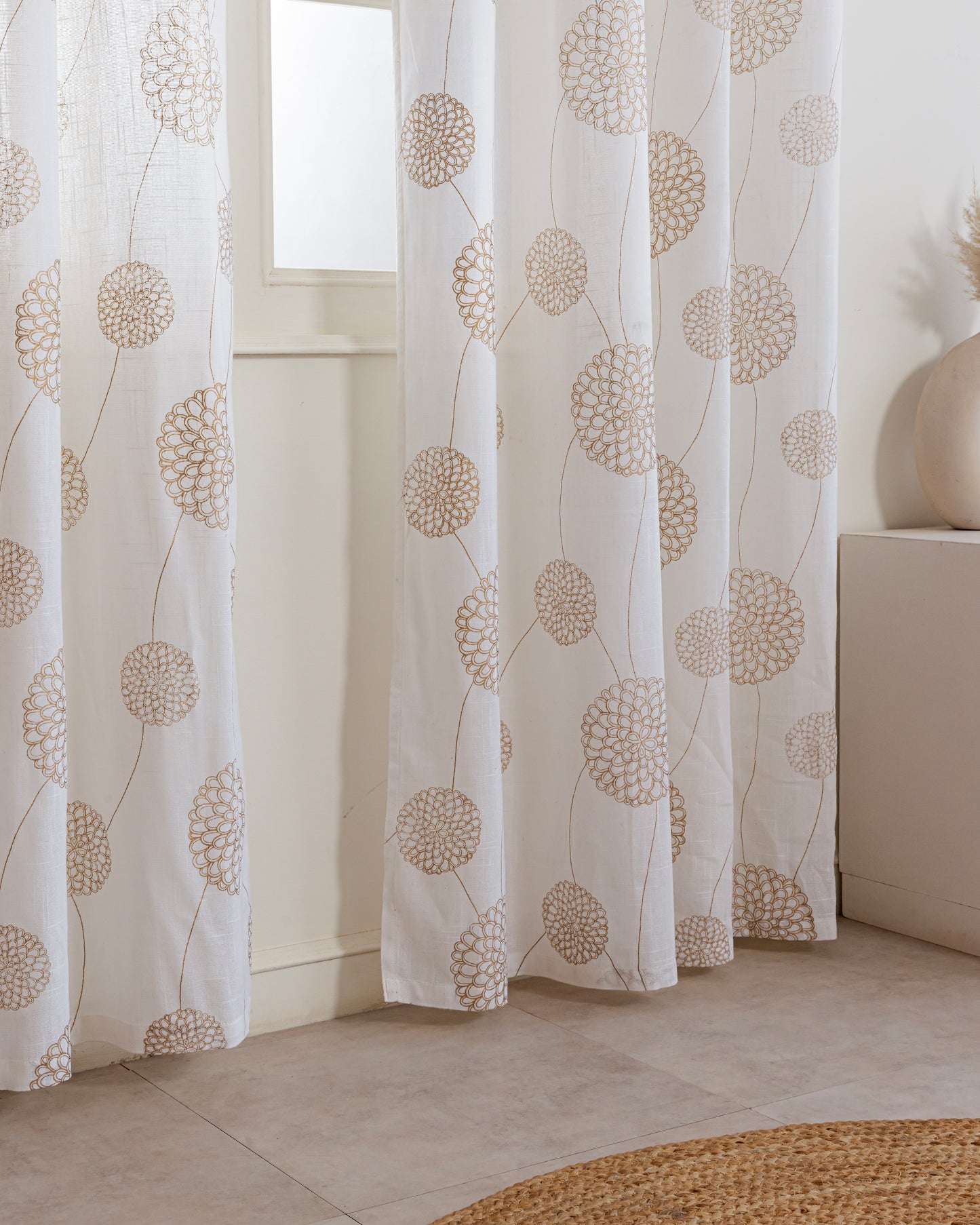 Gold Dandelions - Eyelet Curtains