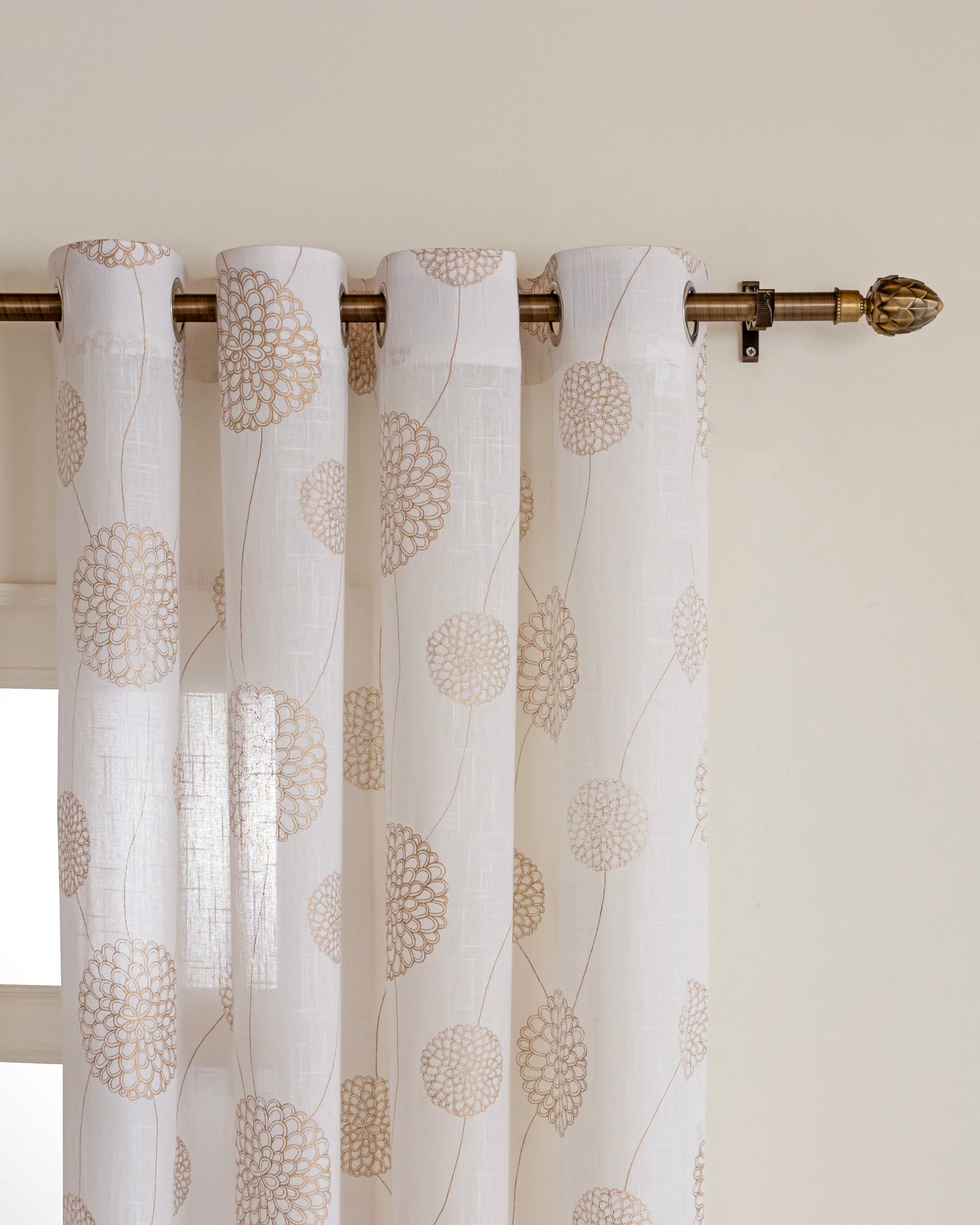 Gold Dandelions - Eyelet Curtains