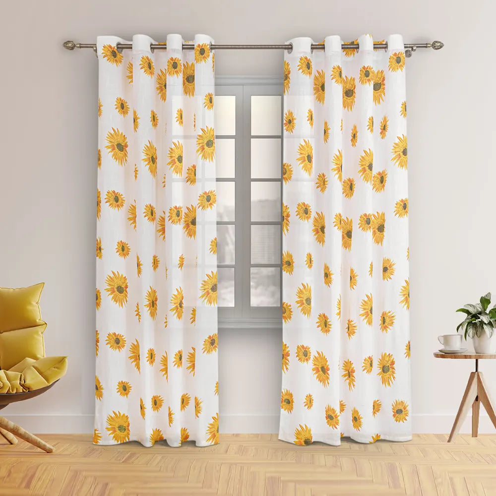 Imprimer Blooming Sunflowers - Eyelet Curtain